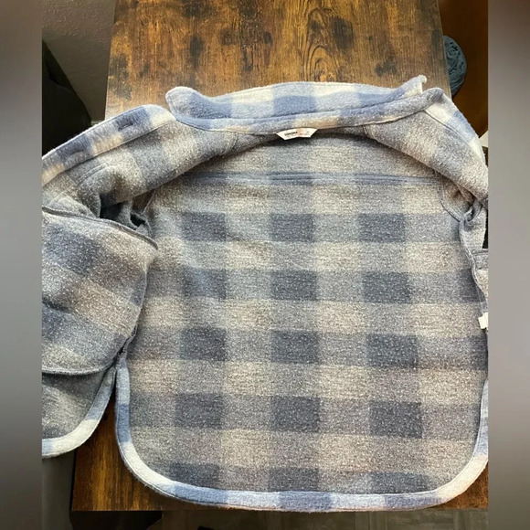 Fuzzy Flannel Sherpa Button Down Coat - Picture 5 of 13